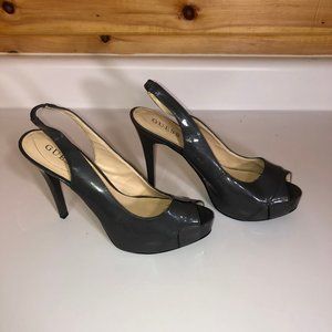 Guess Gray Slingback Peep Toe Heels Size 8.5